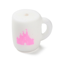 Pearl Pink Cup Silicone Beads, Castle, 20x22x16mm, Hole: 2.5mm