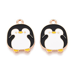 Белый Подвески из сплава и эмали, пингвин, без кадмия и без свинца, золотые, белые, 23x17x1 мм, отверстие : 2 мм