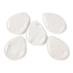 Хрусталь Природного кварца хрустальных подвесок, подвески в виде слез из горного хрусталя, 33~33.5x24.5~25x7.5~8 мм, отверстие : 2~2.3 мм