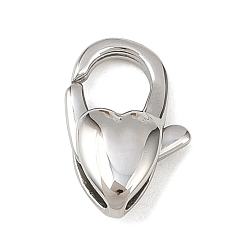 Нержавеющая Сталь Цвет 316 нержавеющая сталь застежка когтя омара, сердце, цвет нержавеющей стали, 13x9x4 мм, отверстие : 2x1.2 мм