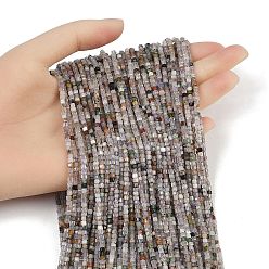 Флюорит Природного флюорита бисер нитей, граненые настольные бусины в форме куба, 2x2x2 мм, отверстие : 0.5 мм, около 169 шт / нитка, 15.51'' (39.4 см)