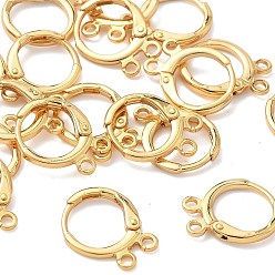 Real 18K Gold Plated SHEGRACE Brass Leverback Earring Findings, Cadmium Free & Nickel Free & Lead Free, with 2 Loops, Real 18K Gold Plated, 14x11.5x2mm, Hole: 1.6mm