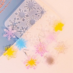 Снежинка Силиконовые формы для подвесок в виде снежинок своими руками, формы для литья смолы, для уф-смолы, изготовление изделий из эпоксидной смолы, серый, 129x133x4.5 мм, отверстие : 1.8 мм, внутренний диаметр: 38~46x38~44 мм