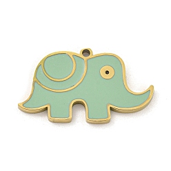 Темный Морско-зеленый 316 хирургические брелоки из нержавеющей стали с эмалью, очарование слона, золотые, темно-зеленый, 12.5x21.5x1.5 мм, отверстие : 1 мм