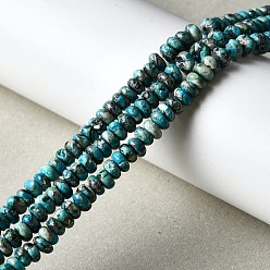 Бирюза Синтетические серебряные нити бирюзовых бусин, окрашенные, рондель, бирюзовые, 4.5x2.5 мм, отверстие : 1 мм, около 161 шт / нитка, 15.91 дюйм (40.4 см)