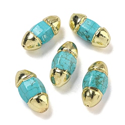 Column Стойки обшивки латунные бусины, с естественным Howlite, долговечный, окрашенные, колонка, 18~19x8~9.5x8~9 мм, отверстие : 0.7 мм