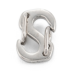 Stainless Steel Color Non-Tarnish 304 Stainless Steel S-Hook Clasps, Stainless Steel Color, 6.5x4x2mm, Hole: 1.6mm