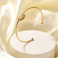 Shell Shape 304 из нержавеющей стали манжеты браслеты, браслеты с крутящим моментом для женщин, формы раковины, внутренний диаметр: 2-3/8 дюйм (5.95 см)