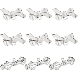 Platinum 20Pcs 2 Size Bowknot Brass Brooches Findings, Platinum, 21x22x12mm, Hole: 2x3mm, 28.5x10x7mm, Hole: 1.5mm, Pin: 0.8mm, 10pcs/size