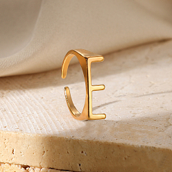 Letter E Регулируемые открытые манжеты из сплава, реальный 18 k позолоченный, Письмо E, внутренний диаметр: регулируемый