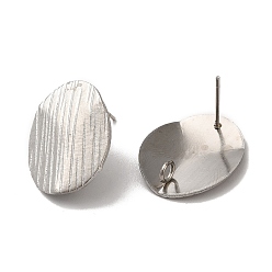 Нержавеющая Сталь Цвет Не тускнеет 304 фурнитура для сережек-гвоздиков из нержавеющей стали, с вертикальной петлей, текстурированный овал, цвет нержавеющей стали, 20x16 мм, отверстие : 2.5 мм, штифты : 0.7 мм