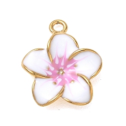 Pink 304 нержавеющей стальной эмали подвески, , золотые, розовые, 17x14x3.5 мм, отверстие : 1.6 мм