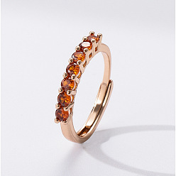 Шоколадный Плоские круглые микро латунь проложить кубического циркония палец кольца, золотые, цвет шоколада, внутренний диаметр: регулируемый