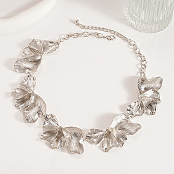 Серебро Ожерелья из сплава с цветочным узором в виде лепестков для женщин, серебряные, 20.87 дюйм (53 см)