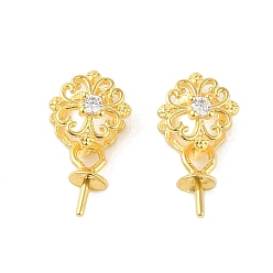 Прозрачный 925 подвески в виде колышков из стерлингового серебра с микропаве и кубическим цирконием, цветок, прозрачные, 11.5x6x4 мм, отверстие : 6x1.5 мм, штифты : 0.7 мм