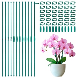 Green 80Pcs Plastic Gardening Support Single Pole Buckle, with 40Pcs Plant Support Stakes and  20Pcs Gardening Support Single Pole Connecting Pipe, Green, 41x31x12mm