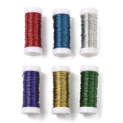 (52) Непрозрачная лаванда 6 рулоны 6 цвета выпечка окрашенная железная проволока, круглые, разноцветные, 0.5 мм, 24 датчик, около 65.62 футов (20 м) / рулон, 1 рулон/цвета