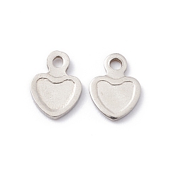 Нержавеющая Сталь Цвет Не тускнеющие 201 подвески из нержавеющей стали, сердце, цвет нержавеющей стали, 7x5x0.5 мм, отверстие : 1 мм