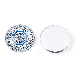 Разноцветный Кабошоны из стекла, полукруглый с калейдоскопом, красочный, 25x7.5 мм