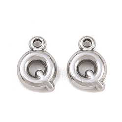Letter Q 304 подвески из нержавеющей стали, письмо амулеты, Буква Q, 9.5~10x2.5~9x2.5 мм, отверстие : 1.2 мм