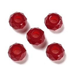 Темно-Красный Cmолы европейские шарики, бусины с большим отверстием, граненые, рондель, темно-красный, 13.5x8 мм, отверстие : 5.5 мм