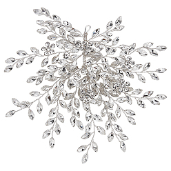 Платина 1латунная фурнитура для украшения волос, cmолой горный хрусталь, платина, 107x115x8 мм, отверстие : 6.5x2.5 мм, 1 шт / комплект