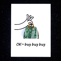 Цинхай Нефрит Украшения для сумочек из натурального цинхайского нефрита, с бумажными карточками и золотой сумкой, фигурка для украшения дома, энергетический камень рейки для исцеления, 28x25 мм