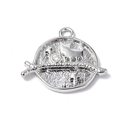 Платинированный Латунные микро проложить кубического циркония подвески, кот с планетарным шармом, Реальная платина, 18x17.5x2.6 мм, отверстие : 1.2 мм