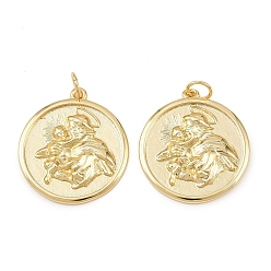 Настоящее золото 18K Латунные подвески, святой антоний, без кадмия и без свинца, стойки покрытие, долговечный, с целью перехода в кольце, реальный 18 k позолоченный, 27x25x3 мм, отверстие : 4 мм