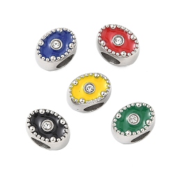 (52) Непрозрачная лаванда 304 нержавеющая сталь, эмаль, европейские бусины со стразами, бусины с большим отверстием, овальные, разноцветные, 10x7x7.5 мм, отверстие : 4.5 мм
