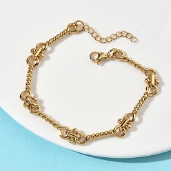 Золотой 304 Браслеты из нержавеющей стали с витыми звеньями в виде веревки для женщин, ионное покрытие (ip), долговечный, золотые, 6.73 дюйм (17.1 см)