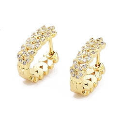 Настоящее золото 16K Серьга-кольцо из прозрачного кубического циркония, украшения из латуни для женщин, реальный 16 k позолоченный, 13x12x4 мм, штифты : 0.8 мм