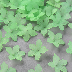 Светло-зеленый Матовые акриловые колпачки из бисера, 20x21.5x4.5 мм, отверстие : 1.6 мм, Около 1630 шт / 500 г