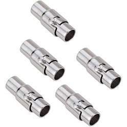 Platinum Column Brass Magnetic Screw Clasps, Platinum, 15x5mm, Hole: 4mm
