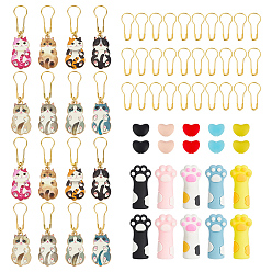 Mixed Color 66Pcs Alloy Locking Stitch Markers, with Silicone Stopper and Iron Clips, Golden, Mixed Color, 4.7cm