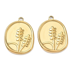 Oval 304 подвески из нержавеющей стали, очарование цветочного узора, овальные, 21x16x2 мм, отверстие : 1.4 мм