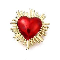 Красный Латунь эмаль бисера, сердце, реальный 18 k позолоченный, красные, 24x22x7.5 мм, Отверстие : 12.5x2.5 мм & 3.5x1.5 мм