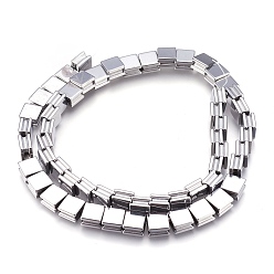 с Платиновым Покрытием Гальванизировать немагнитных синтетический гематит нитей бисера, полированный, желобчатый, квадратный, с покрытием платиным, 8x8x5 мм, отверстие : 1.5 мм, около 54 шт / нитка, 16.7 дюйм (42.5 см)