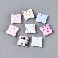 (52) Непрозрачная лаванда Печатные непрозрачные акриловые бусины, печенье, разноцветные, 17.5x17.5x7 мм, отверстие : 2.5 мм