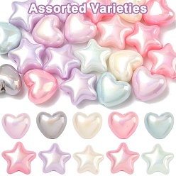 Mixed Color 20Pcs 2 Styles UV Plating Opaque Acrylic Beads, Bead in Bead, Pearlized, Mixed Color, 19~22x21~23x13.5~15mm, Hole: 2.5~3mm, 10pcs/style