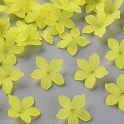 Желтый Матовые акриловые колпачки из бисера, 20x21.5x4.5 мм, отверстие : 1.6 мм, Около 1630 шт / 500 г