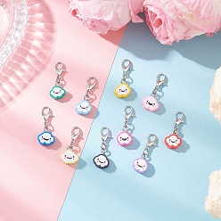 (52) Непрозрачная лаванда Украшения из кулонов из полимерной глины, облако, с карабинами из платино-цинкового сплава, разноцветные, 27 мм