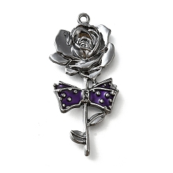 Цветок Подвески из эмали в готическом стиле, металлический черный , индиговые, цветок, 42x20x3.5 мм, отверстие : 1.6 мм