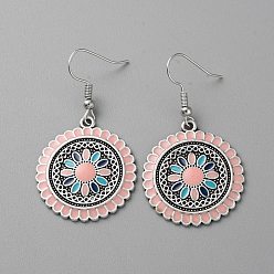 Pink Женские серьги-подвески из эмалевого сплава, цветок, розовые, 47x26 мм