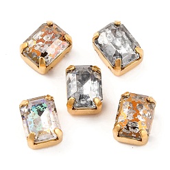 Золотой Шить на горный хрусталь, многожильные звенья из стекла, хрусталя и стразов, с настройками латуни, аксессуары для одежды, граненые, прямоугольные, золотые, 8x6x5 мм, отверстие : 0.9 мм