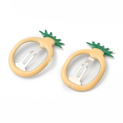 Leichtes Khaki Eisen Schnapphaarspangen, mit Emaille, für Kindertages, Ananas, leichtes Khaki, 33.5x22.5x2.5 mm