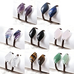 Смешанные камни Бусины из натуральных камней плетеные браслеты из бисера, регулируемые браслеты из вощеной веревки, внутренний диаметр: 2 дюйм (5.2 см) ~ 3-5/8 дюйм (9.2 см)