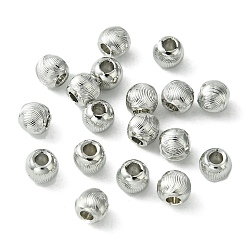 Echt platiniert Messing Perlen, Cadmiumfrei und Nickel frei und Bleifrei, Runde, Echt platiniert, 3.8x3.2 mm, Bohrung: 1.4 mm