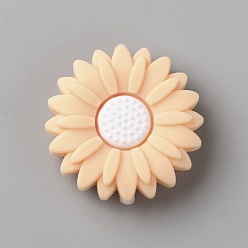 Папайя Оранжевый Пищевые экологически чистые силиконовые бусины, маргаритка, papayawhip, 30x9 мм, отверстие : 2.5 мм