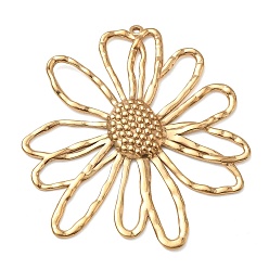 Oro 304 de acero inoxidable colgantes grandes, encantos de flores de margarita, dorado, 66.5x62x3.5 mm, agujero: 1.8 mm